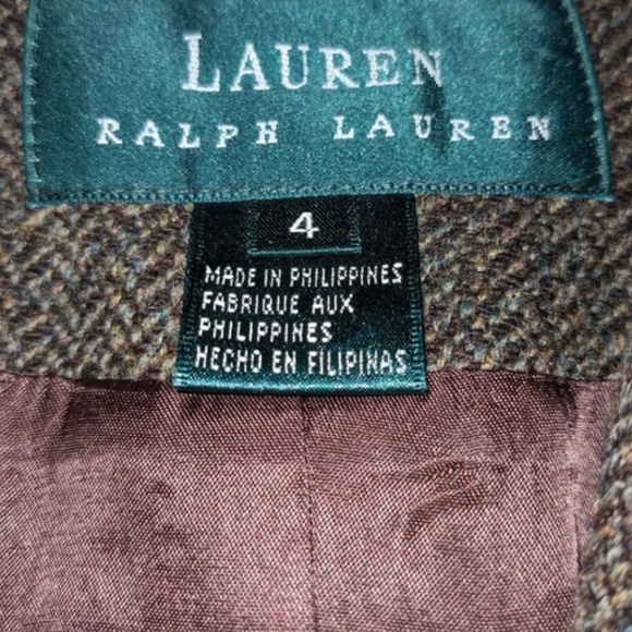Ralph Lauren Brown/Olive Herringbone Eques Jacket w/ Velvet Collar SIZE 4 - Picture 7 of 8